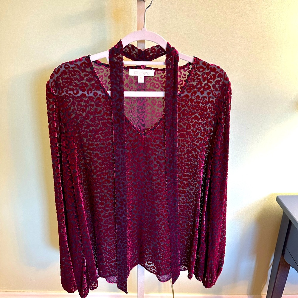 Cranberry Etcetera Cheetah print blouse Size 16